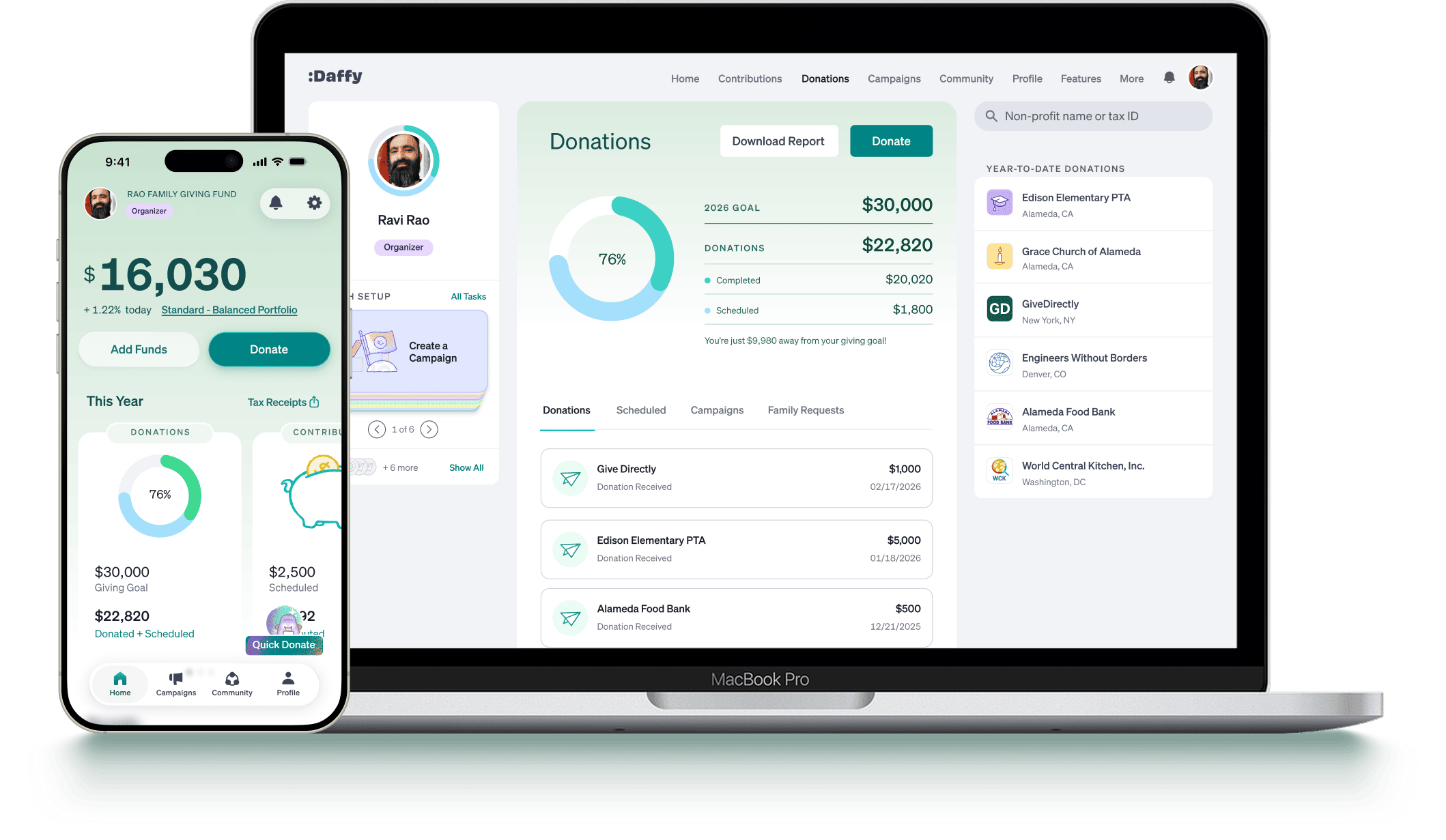 Daffy app on phone and laptop